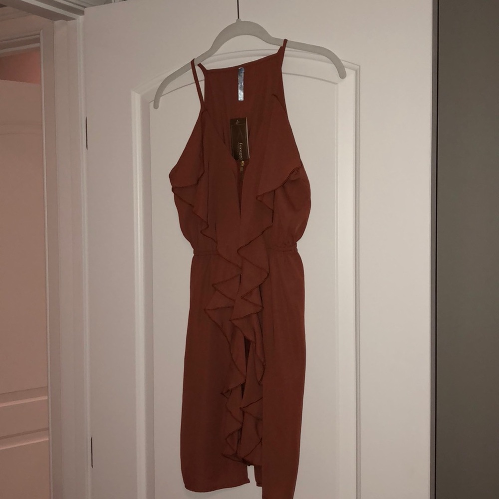 NWT Francesca’s burnt orange zipper dress